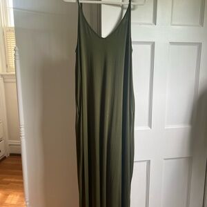 Olive Green Sleeveless Maxi Dress
